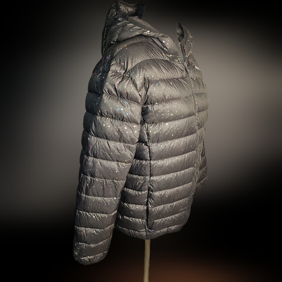 Girls Eddie Bauer Sparkle Black Puffer Jacket with Hood Size XL 16 - Picture 2 of 12